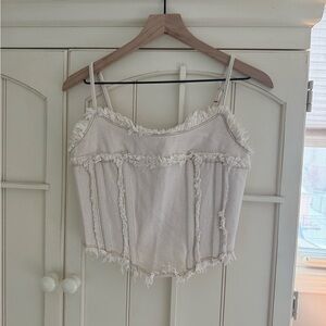 Frayed Cream Women's Top